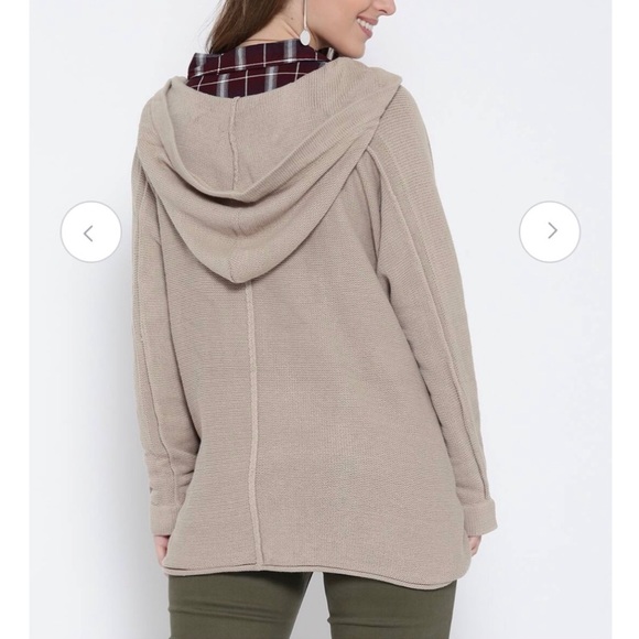 Forever 21 Knit Hooded Open Cardigan Tan Medium - Picture 4 of 11